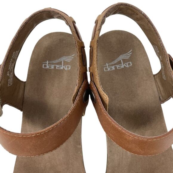 Dansko Debby Sandals Leather Woven Raffia Brown Size 40 Boho Chic Mediterranean - Picture 13 of 15